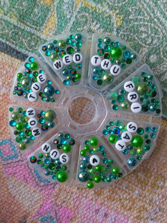 Stoned By Abby Other - Blinged Out Green Weekly Pill Organizer